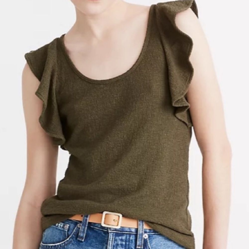 Madewell Texture Thread Ruffle-Sleeve Tank Top Pink Size Small - Picture 3 of 15